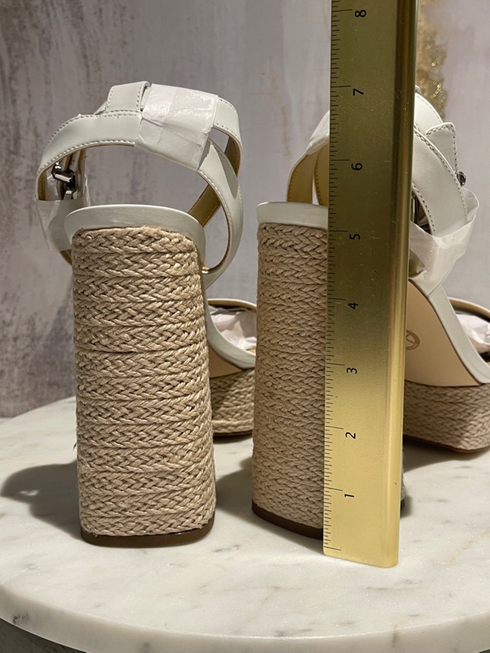 Mike Kors Women's Ashton Platforms  White Sandals with Ankle Strap (US 9.5) 😍🎁 - Picture 6 of 10